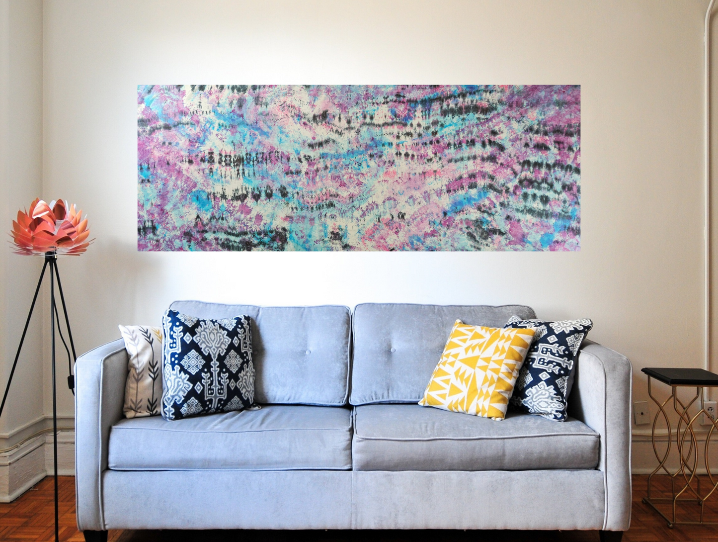 Handmade Ice-Dyed Silk Belly Dance Veil, Hobotai Sarong, Swimsuit Cover Up, Silk Wall Hanging... Happy Silk "Ariel"