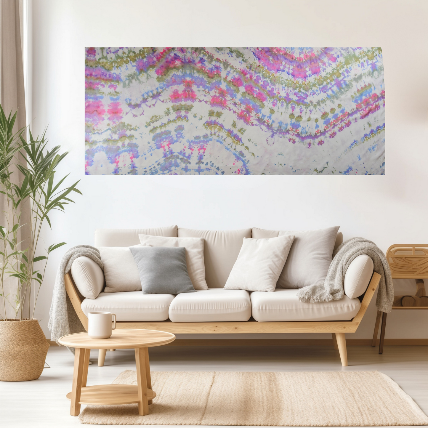 Handmade Ice-Dyed Silk Belly Dance Veil, Hobotai Sarong, Swimsuit Cover Up, Silk Wall Hanging... Happy Silk "Zoey"