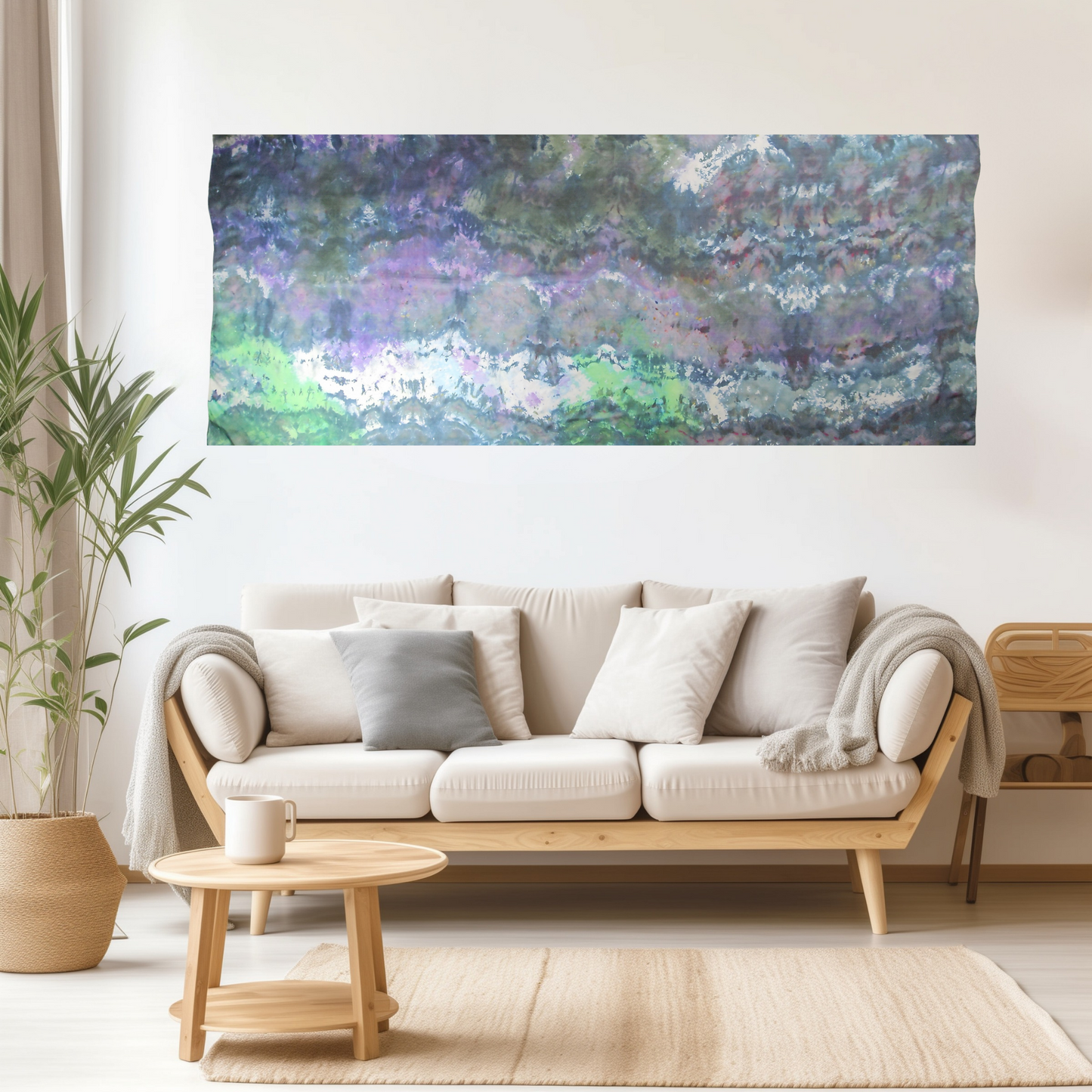 Handmade Ice-Dyed Silk Belly Dance Veil, Hobotai Sarong, Swimsuit Cover Up, Silk Wall Hanging... Happy Silk "Jewel"