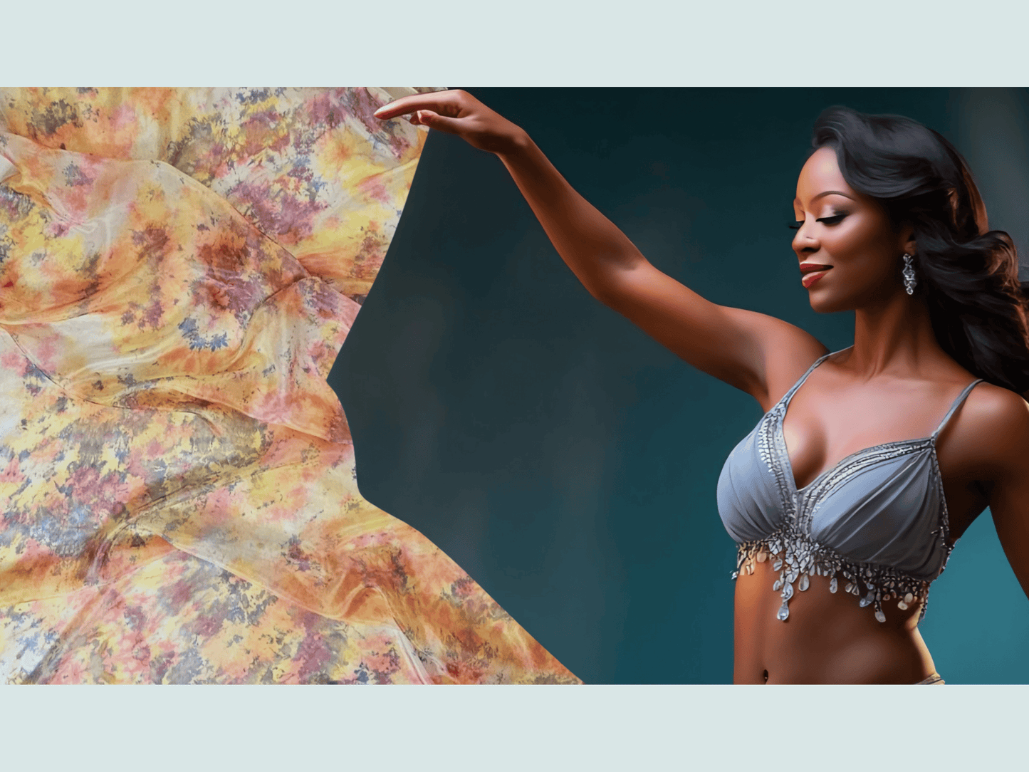 Handmade Ice-Dyed Silk Belly Dance Veil, Hobotai Sarong, Swimsuit Cover Up, Silk Wall Hanging... Happy Silk "Fatimah"