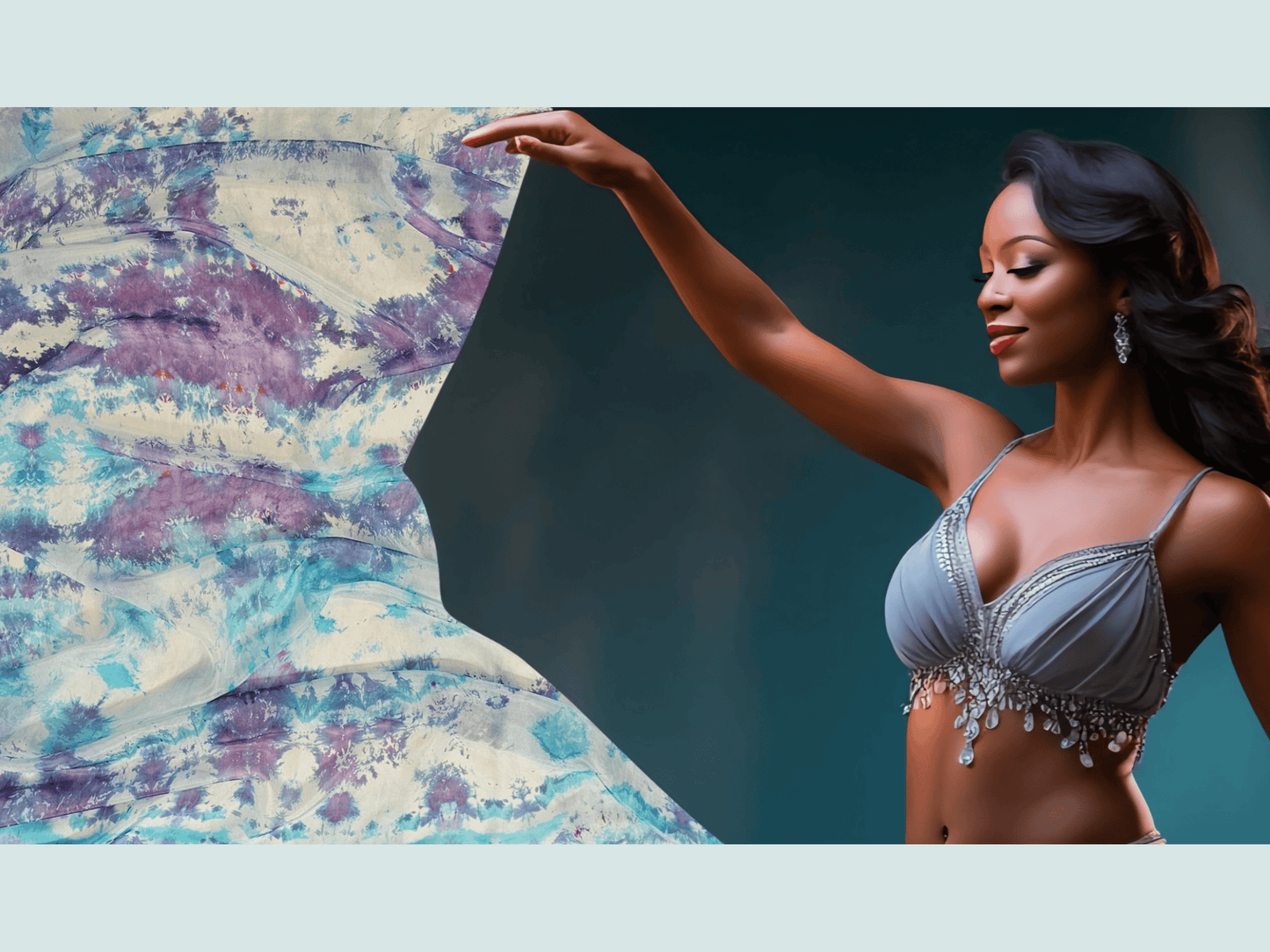 Handmade Ice-Dyed Silk Belly Dance Veil, Hobotai Sarong, Swimsuit Cover Up, Silk Wall Hanging... Happy Silk "Vivi"