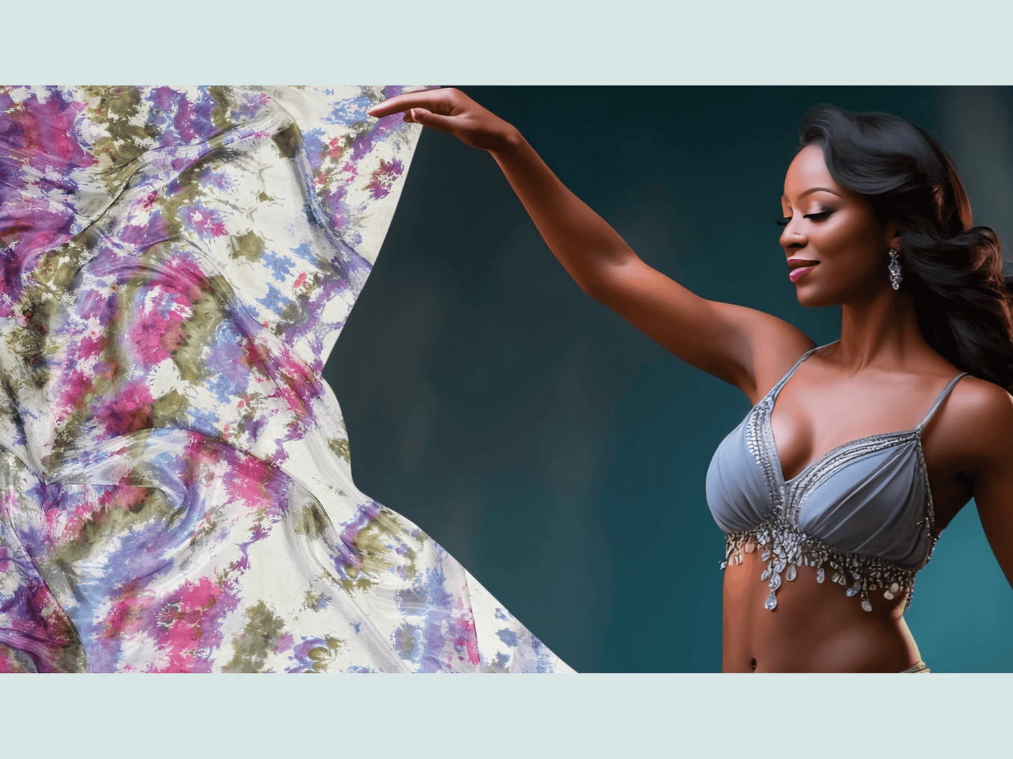 Handmade Ice-Dyed Silk Belly Dance Veil, Hobotai Sarong, Swimsuit Cover Up, Silk Wall Hanging... Happy Silk "Zoey"