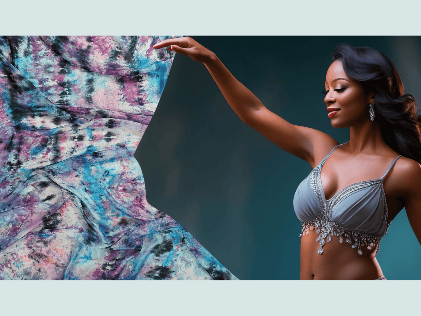 Handmade Ice-Dyed Silk Belly Dance Veil, Hobotai Sarong, Swimsuit Cover Up, Silk Wall Hanging... Happy Silk "Ariel"