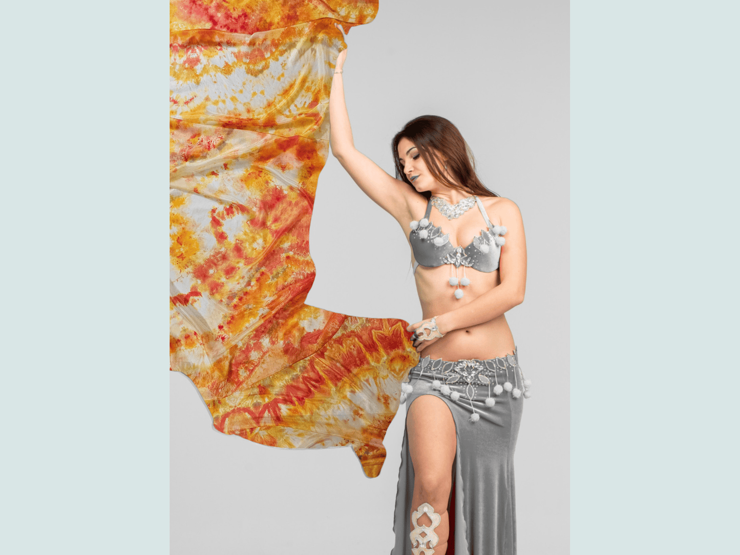 Handmade Ice-Dyed Silk Belly Dance Veil, Hobotai Sarong, Swimsuit Cover Up, Silk Wall Hanging... Happy Silk "Pari"