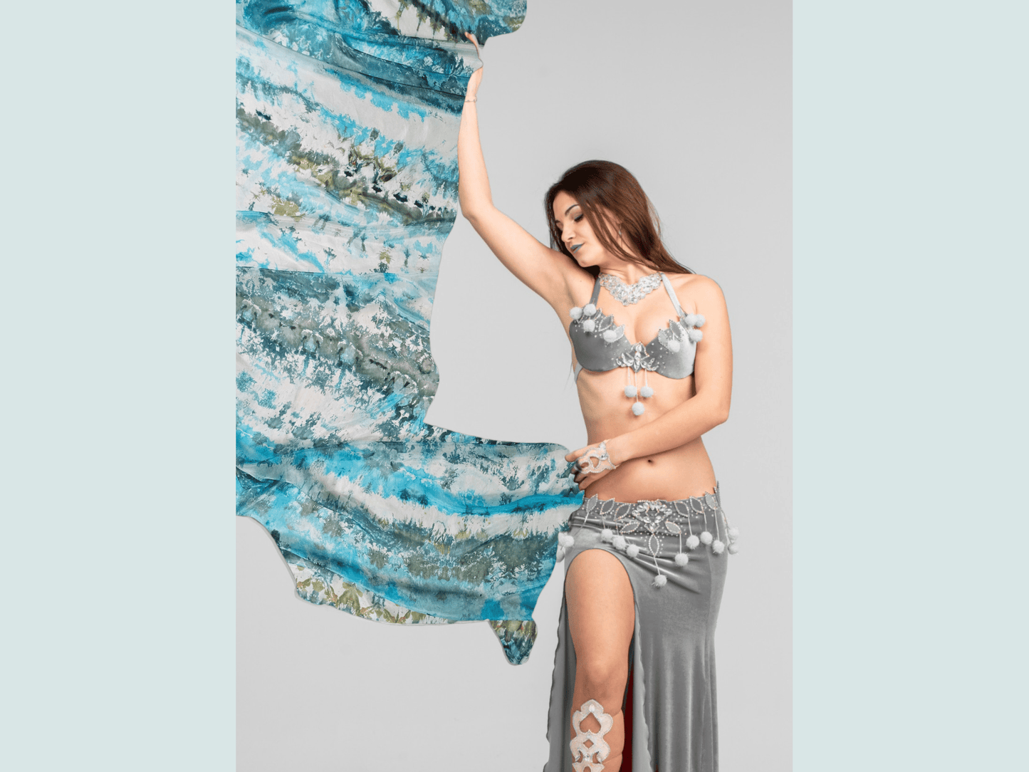 Handmade Ice-Dyed Silk Belly Dance Veil, Hobotai Sarong, Swimsuit Cover Up, Silk Wall Hanging... Happy Silk "Tiffany"
