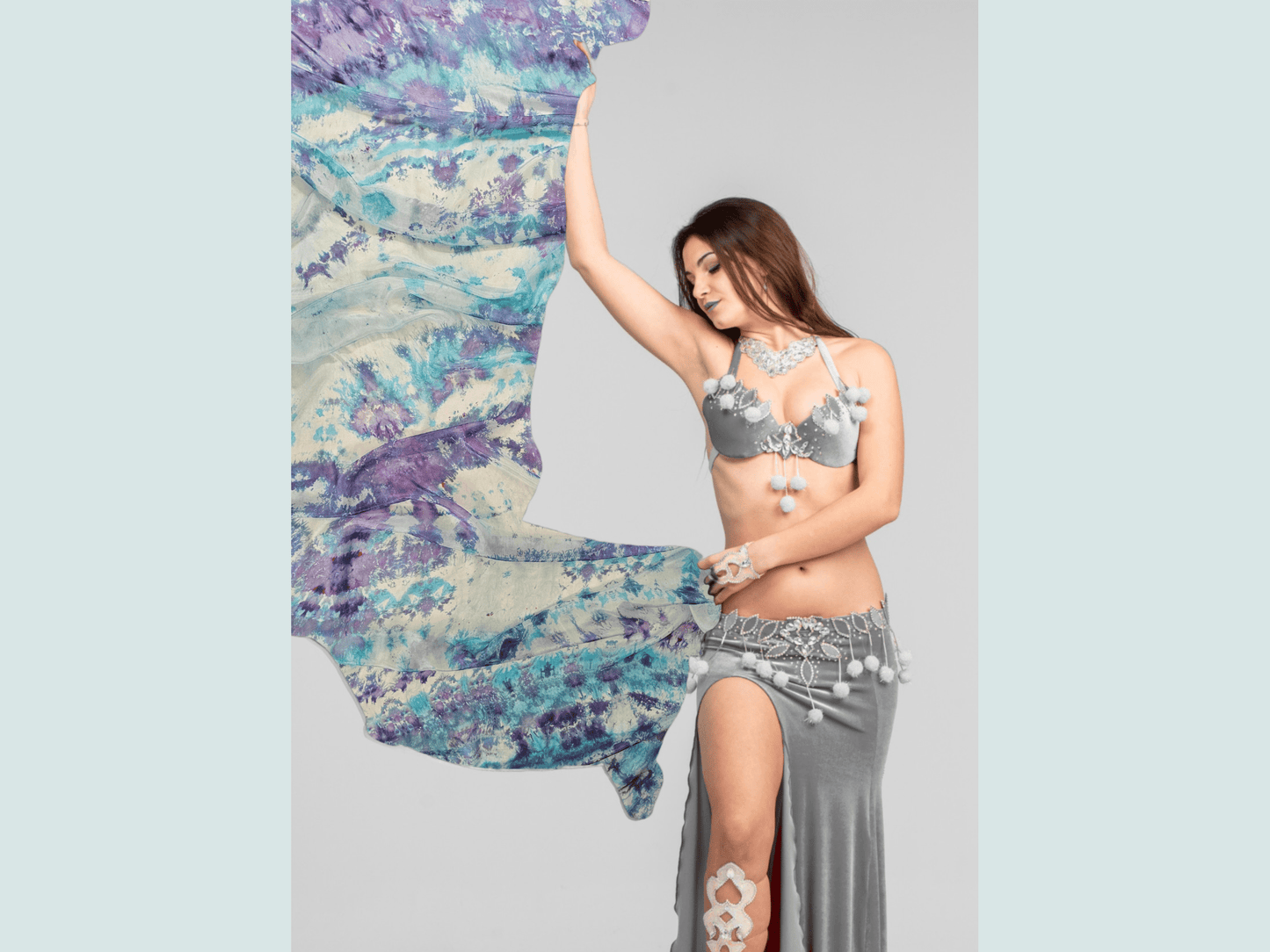 Handmade Ice-Dyed Silk Belly Dance Veil, Hobotai Sarong, Swimsuit Cover Up, Silk Wall Hanging... Happy Silk "Vivi"