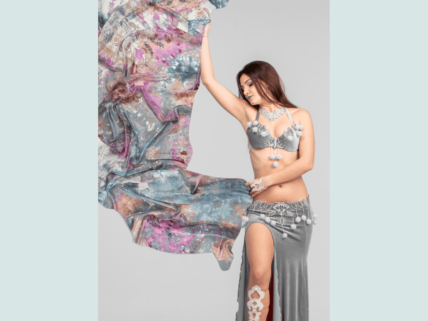 Handmade Ice-Dyed Silk Belly Dance Veil, Hobotai Sarong, Swimsuit Cover Up, Silk Wall Hanging... Happy Silk "Josephina"