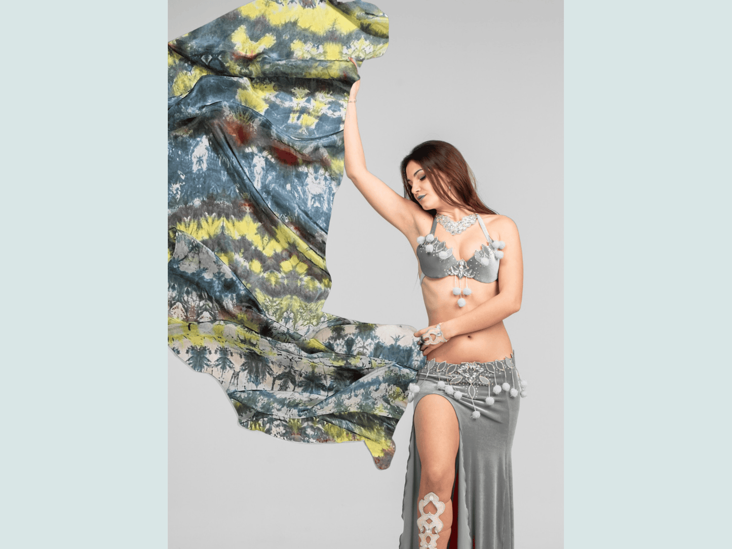 Handmade Ice-Dyed Silk Belly Dance Veil, Hobotai Sarong, Swimsuit Cover Up, Silk Wall Hanging... Happy Silk "Ryan"