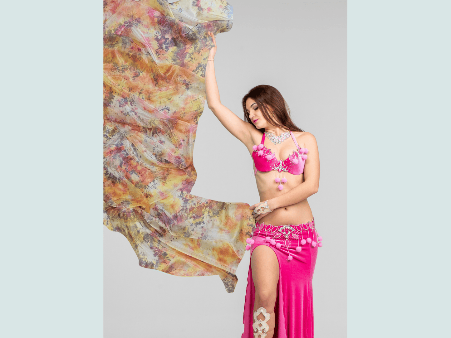 Handmade Ice-Dyed Silk Belly Dance Veil, Hobotai Sarong, Swimsuit Cover Up, Silk Wall Hanging... Happy Silk "Fatimah"