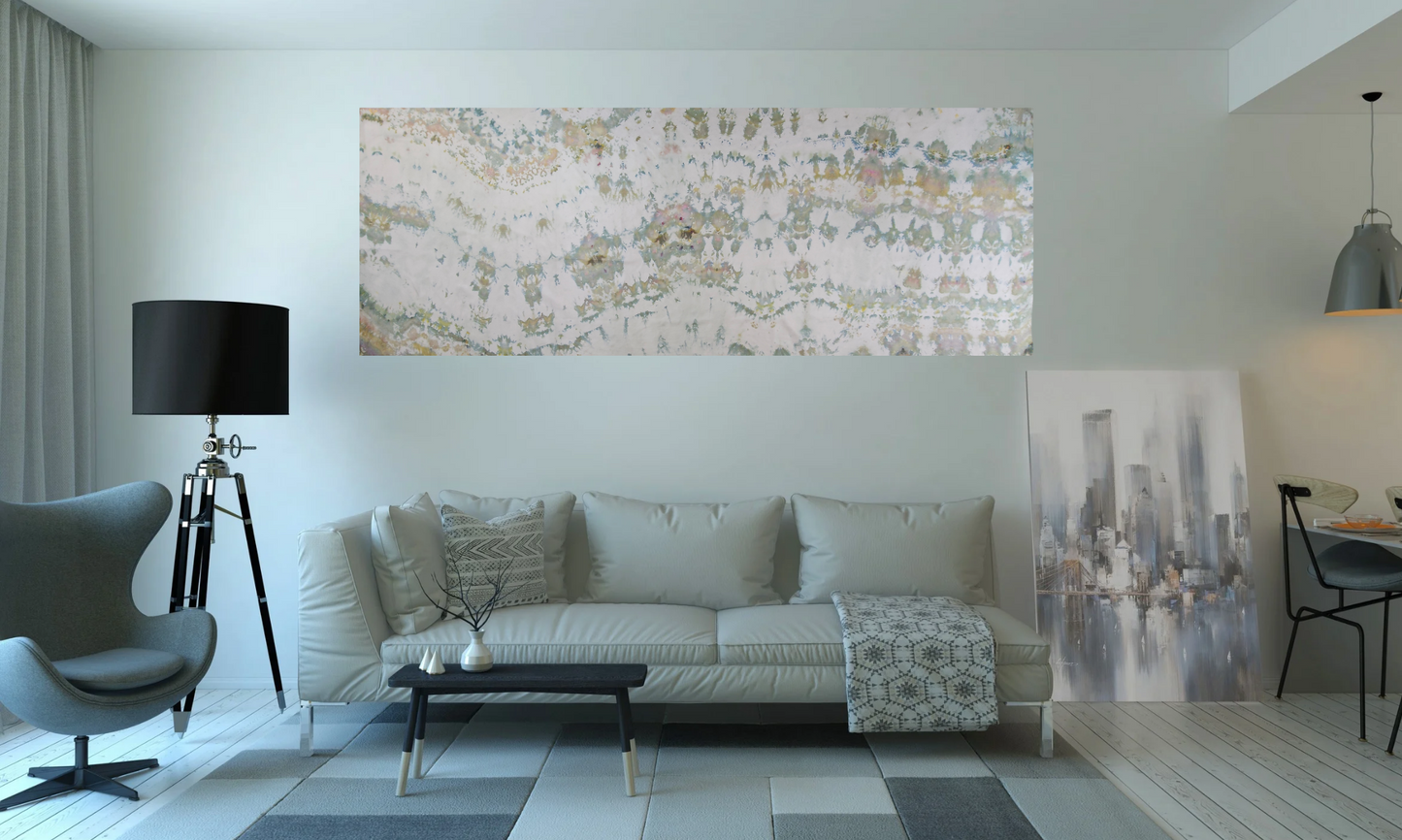 Handmade Ice-Dyed Silk Belly Dance Veil, Hobotai Sarong, Swimsuit Cover Up, Silk Wall Hanging... Happy Silk "Rea"