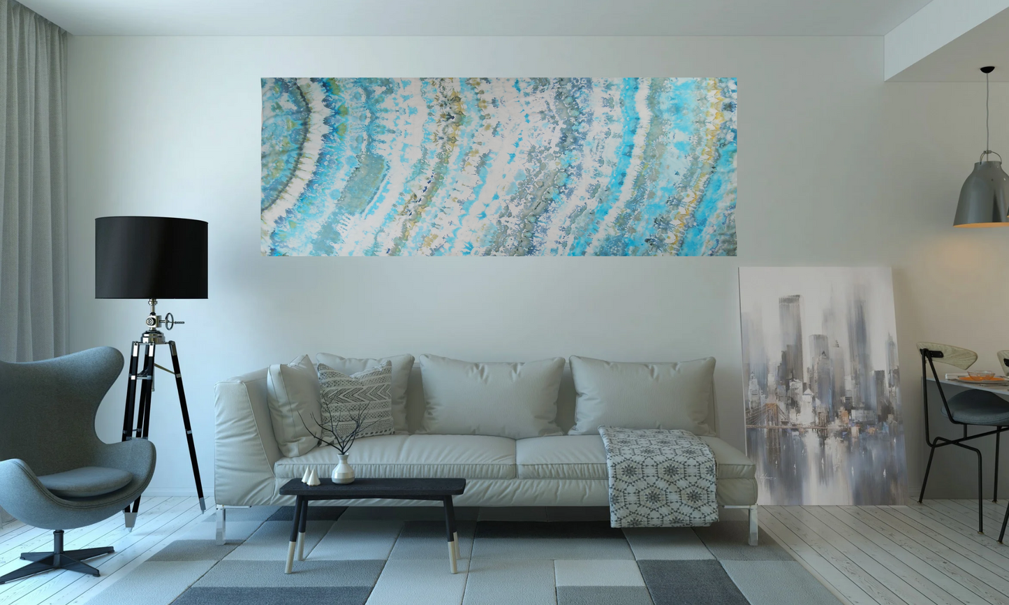 Handmade Ice-Dyed Silk Belly Dance Veil, Hobotai Sarong, Swimsuit Cover Up, Silk Wall Hanging... Happy Silk "Tiffany"