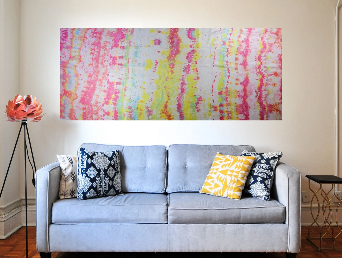 Handmade Ice-Dyed Silk Belly Dance Veil, Hobotai Sarong, Swimsuit Cover Up, Silk Wall Hanging... Happy Silk "Evie"