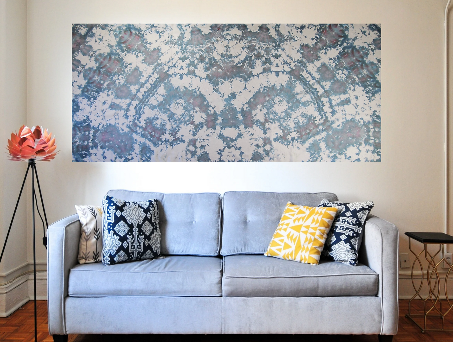 Handmade Ice-Dyed Silk Belly Dance Veil, Hobotai Sarong, Swimsuit Cover Up, Silk Wall Hanging... Happy Silk "Ivy"