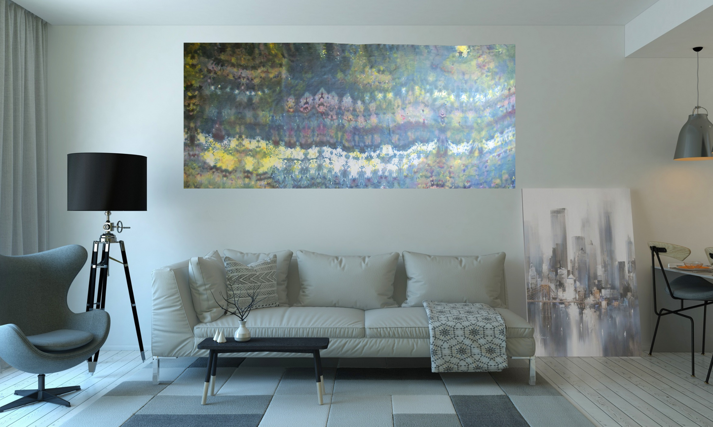 Handmade Ice-Dyed Silk Belly Dance Veil, Hobotai Sarong, Swimsuit Cover Up, Silk Wall Hanging... Happy Silk "Nova"